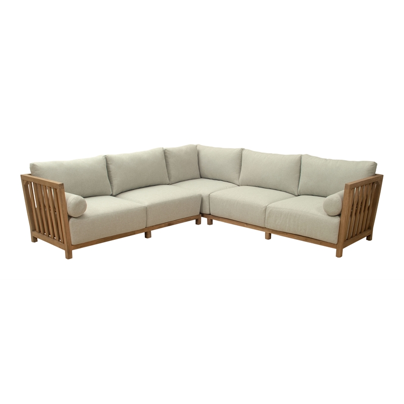 zuo teras olefin fabric and acacia wood sectional in gray