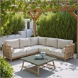 ZUO Teras Olefin Fabric and Acacia Wood Sectional in Gray