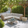 ZUO Teras Olefin Fabric and Acacia Wood Sectional in Gray