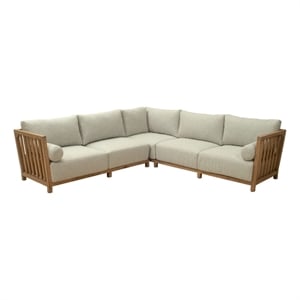 ZUO Teras Olefin Fabric and Acacia Wood Sectional in Gray