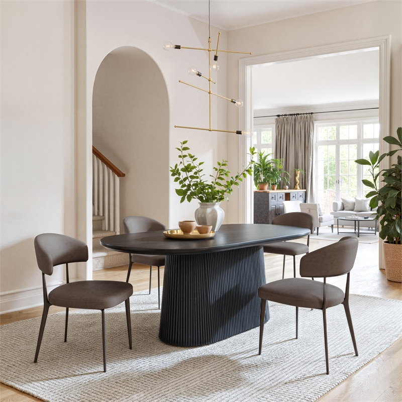 ZUO Sulco Mango Wood Oval Dining Table in Black