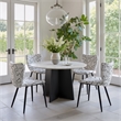 ZUO Strela Marble and Wood Dining Table in White & Black