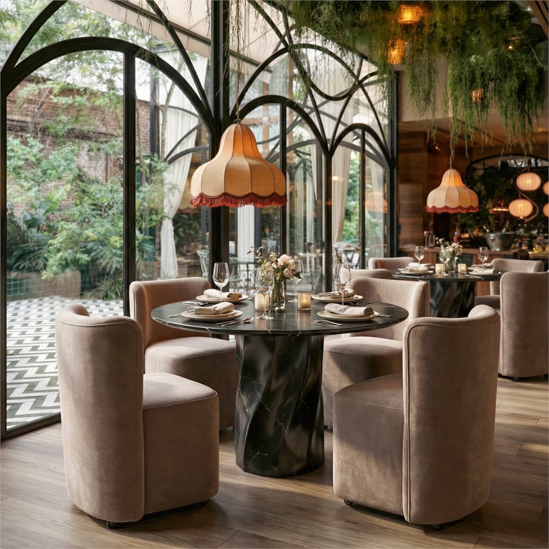 ZUO Kuro Marble and Mango Wood Dining Table in Black