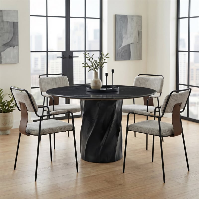 ZUO Kuro Marble and Mango Wood Dining Table in Black