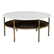 ZUO Bild Marble Top and Iron Frame Coffee Table in White & Brass