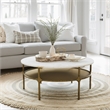 ZUO Bild Marble Top and Iron Frame Coffee Table in White & Brass