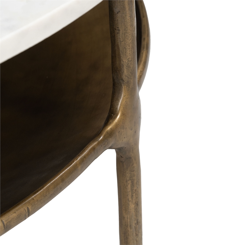ZUO Bild Marble Top and Iron Frame Coffee Table in White & Brass