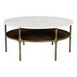 ZUO Bild Marble Top and Iron Frame Coffee Table in White & Brass