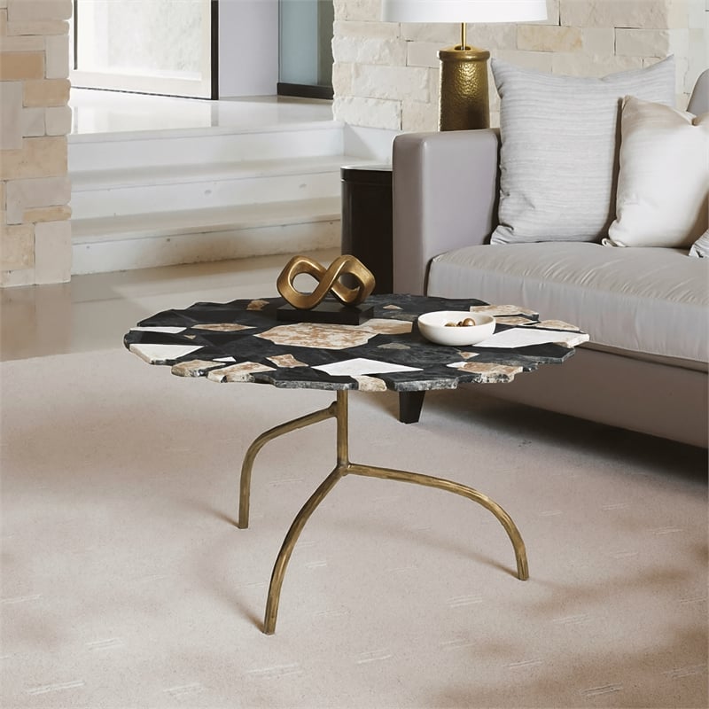 ZUO Baia Iron and Terrazzo Coffee Table in Multi-Color