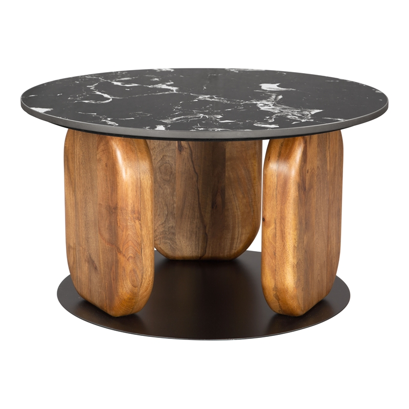 ZUO Pemba Natural Marble Top Round Coffee Table in Multi-Color