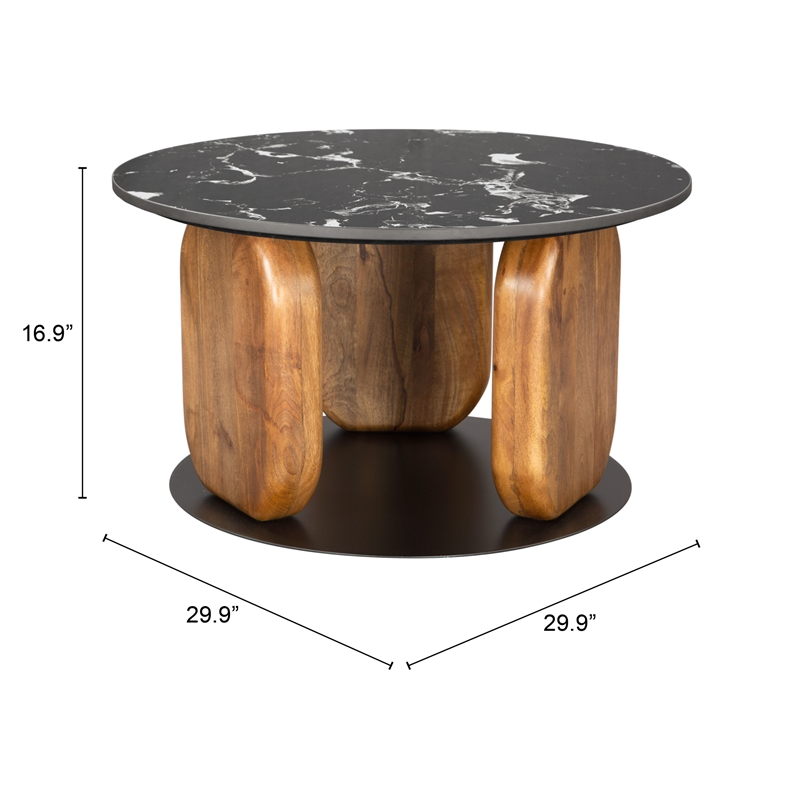 ZUO Pemba Natural Marble Top Round Coffee Table in Multi-Color