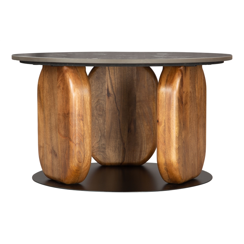 ZUO Pemba Natural Marble Top Round Coffee Table in Multi-Color