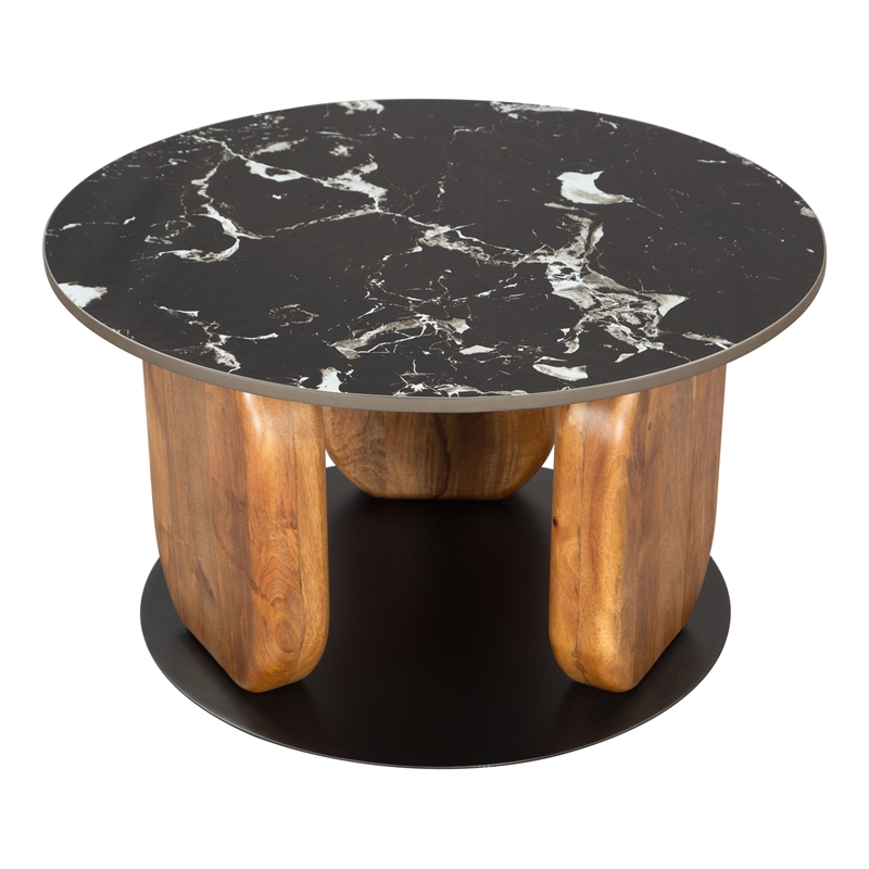 ZUO Pemba Natural Marble Top Round Coffee Table in Multi-Color