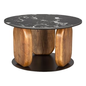 ZUO Pemba Natural Marble Top Round Coffee Table in Multi-Color