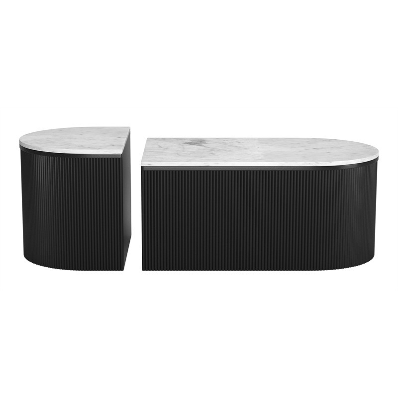 ZUO Ormara Marble-Top Coffee Table Set in White & Black (Set of 2)