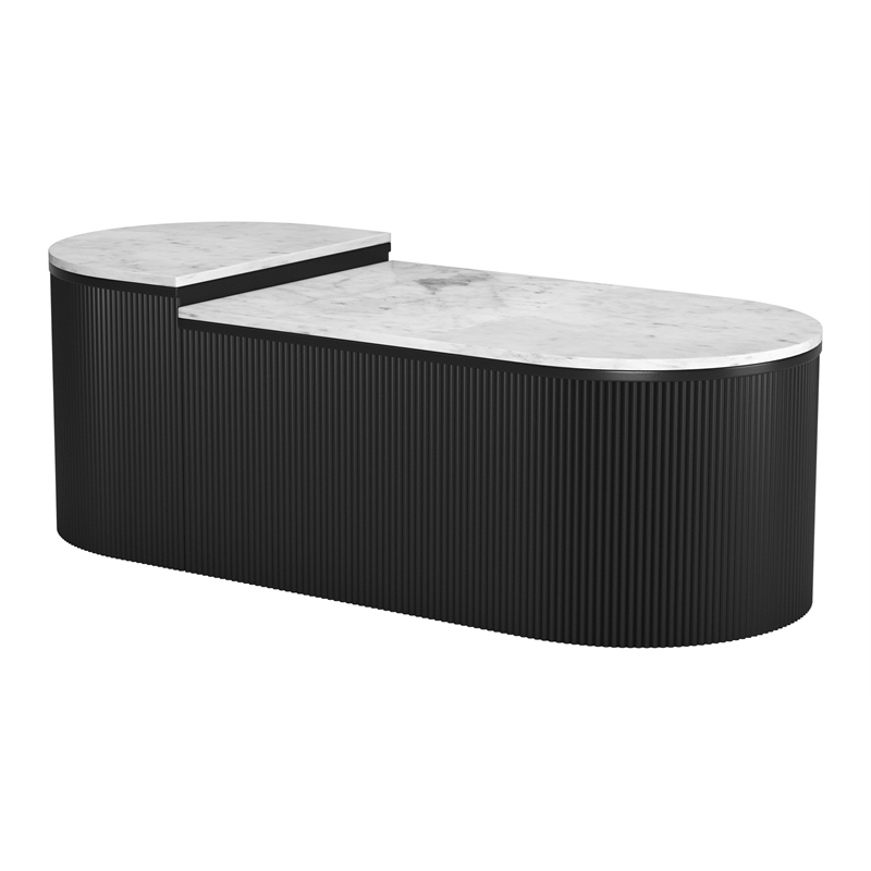 ZUO Ormara Marble-Top Coffee Table Set in White & Black (Set of 2)