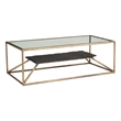 ZUO Ranol Glass-Top and Iron Frame Coffee Table in Brass