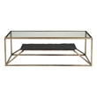 ZUO Ranol Glass-Top and Iron Frame Coffee Table in Brass