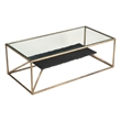 ZUO Ranol Glass-Top and Iron Frame Coffee Table in Brass