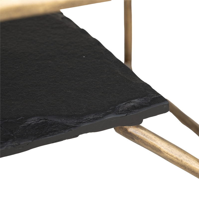 ZUO Ranol Glass-Top and Iron Frame Coffee Table in Brass