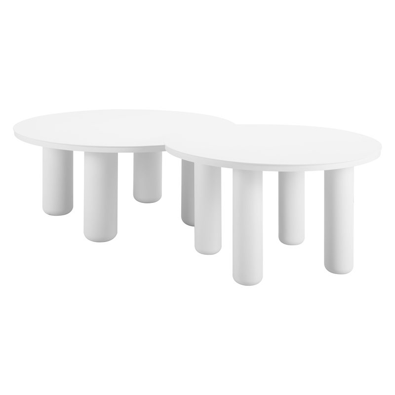 ZUO Ola Sturdy Aluminum Coffee Table Set in White (Set of 2)
