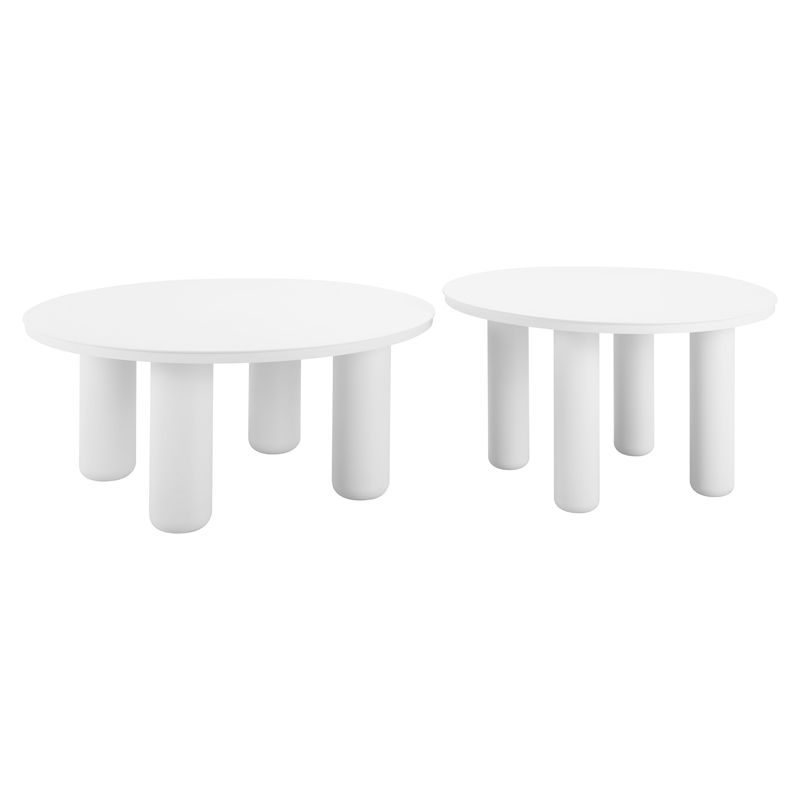 ZUO Ola Sturdy Aluminum Coffee Table Set in White (Set of 2)