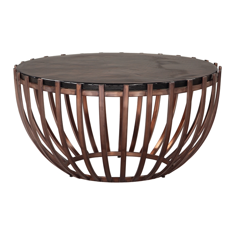 ZUO Kafig Recycled Sand Cast Glass and Iron Coffee Table in Bronze