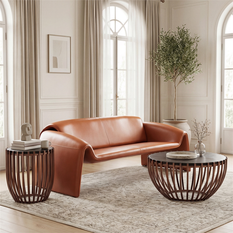 ZUO Kafig Recycled Sand Cast Glass and Iron Coffee Table in Bronze