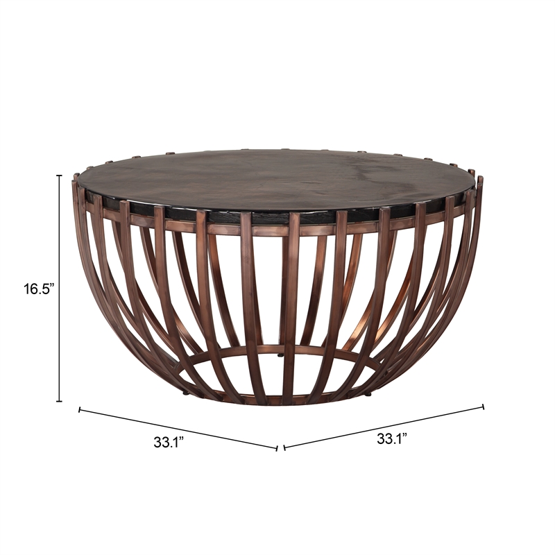 ZUO Kafig Recycled Sand Cast Glass and Iron Coffee Table in Bronze