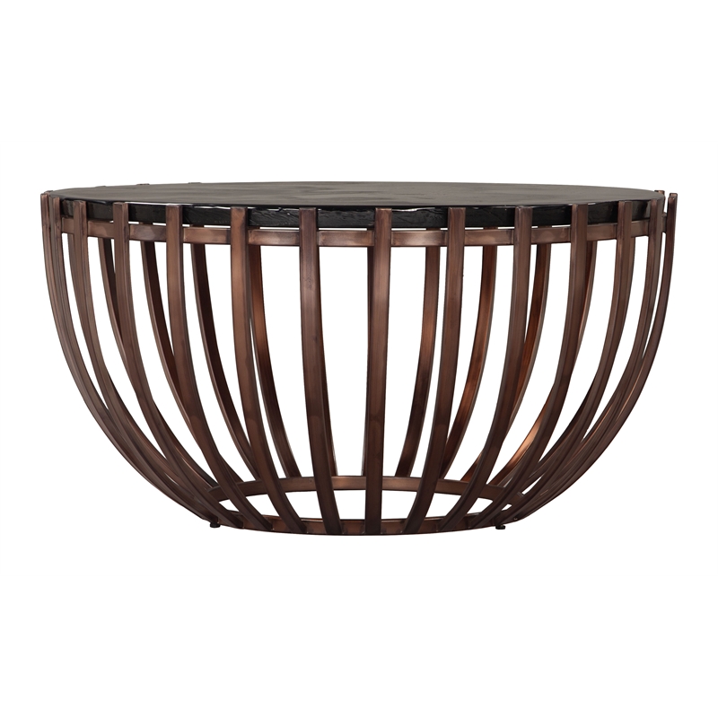 ZUO Kafig Recycled Sand Cast Glass and Iron Coffee Table in Bronze