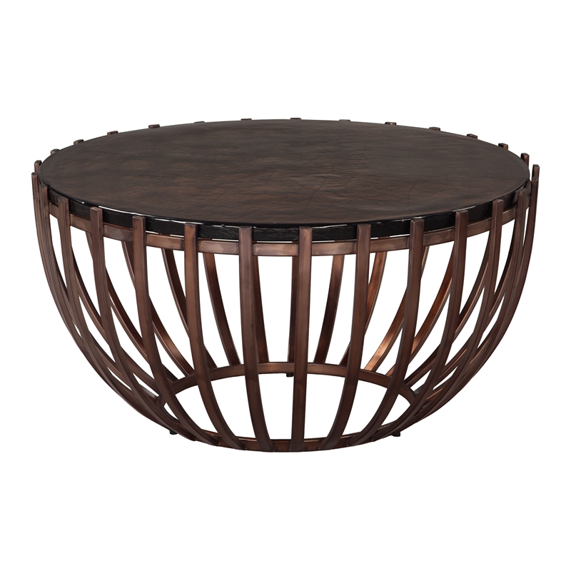 ZUO Kafig Recycled Sand Cast Glass and Iron Coffee Table in Bronze