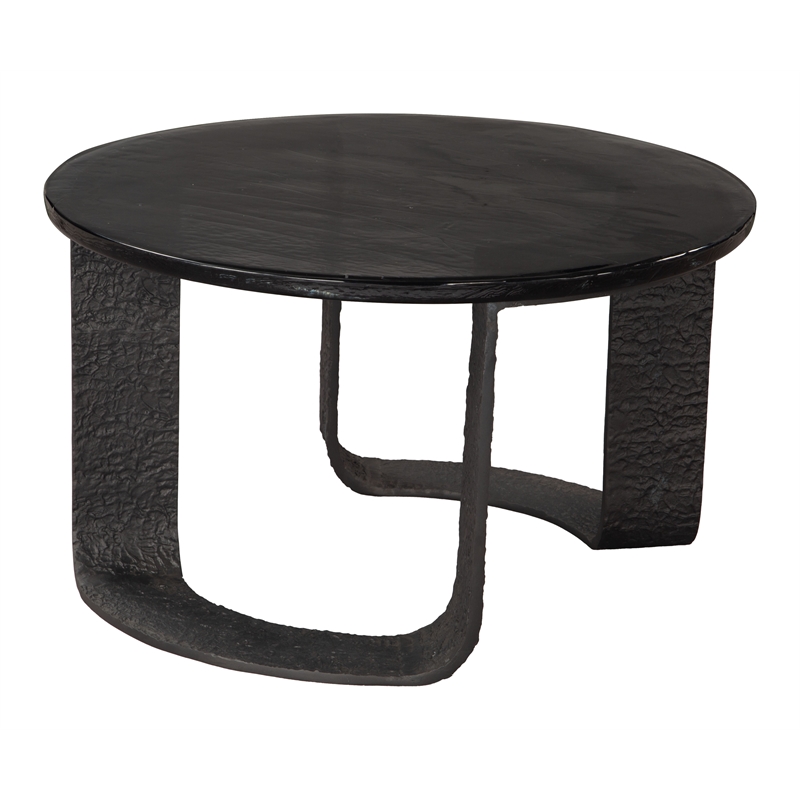 ZUO Divin Recycled Sand Cast Glass and Aluminum Coffee Table in Black