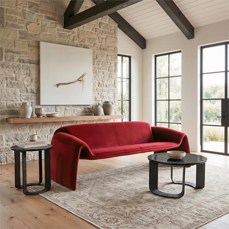ZUO Divin Recycled Sand Cast Glass and Aluminum Coffee Table in Black