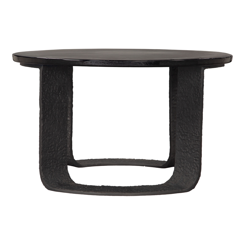 ZUO Divin Recycled Sand Cast Glass and Aluminum Coffee Table in Black