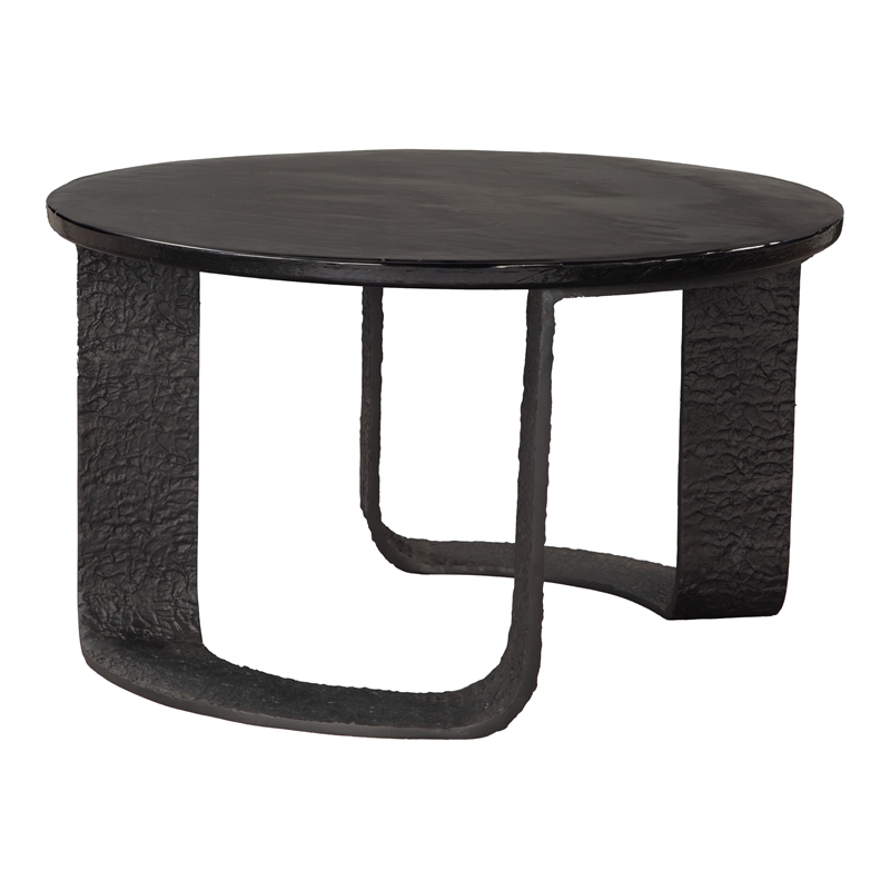 ZUO Divin Recycled Sand Cast Glass and Aluminum Coffee Table in Black