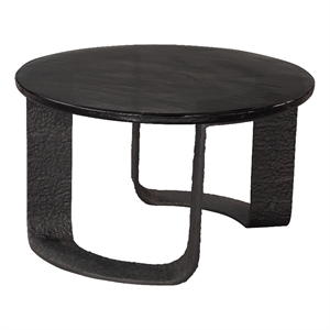 ZUO Divin Recycled Sand Cast Glass and Aluminum Coffee Table in Black