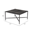 ZUO Cloe Recycled Sand Cast Glass and Aluminum Coffee Table in Black
