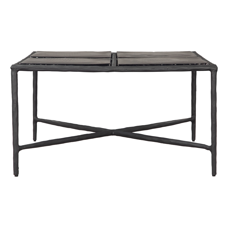 ZUO Cloe Recycled Sand Cast Glass and Aluminum Coffee Table in Black