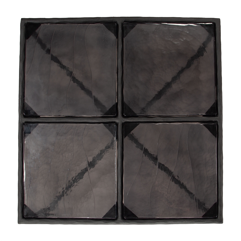 ZUO Cloe Recycled Sand Cast Glass and Aluminum Coffee Table in Black