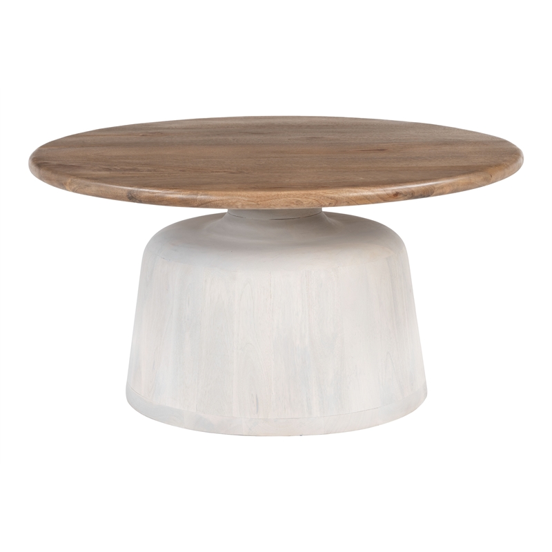 ZUO Goblet Recycled Sand Cast Glass and Iron Coffee Table in Brown & White
