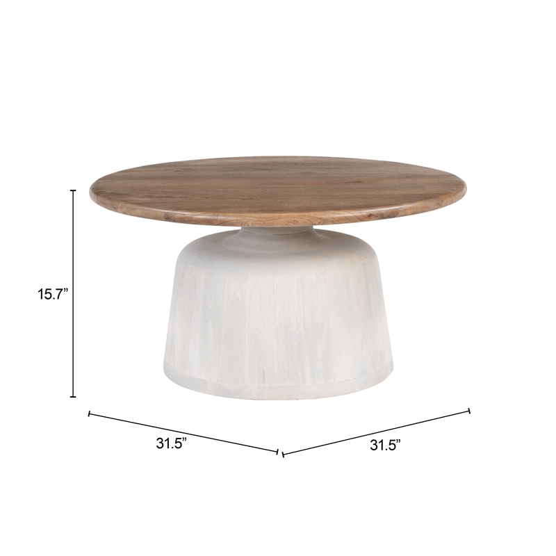 ZUO Goblet Recycled Sand Cast Glass and Iron Coffee Table in Brown & White