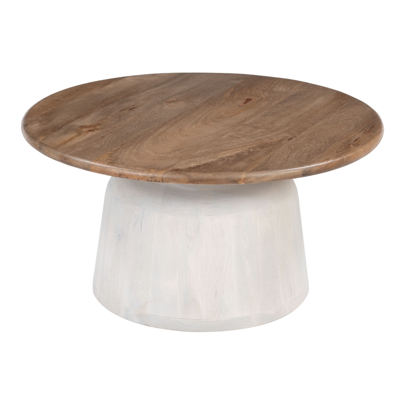 ZUO Goblet Recycled Sand Cast Glass and Iron Coffee Table in Brown & White