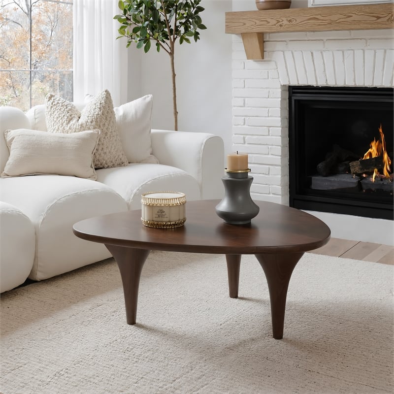 ZUO Spiker Solid Mango Wood Coffee Table in Walnut