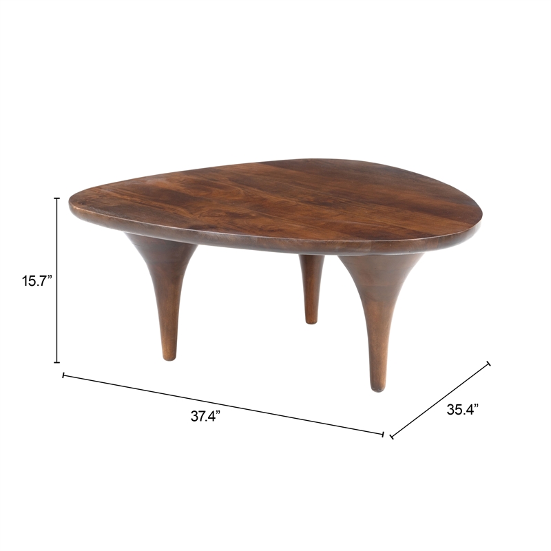 ZUO Spiker Solid Mango Wood Coffee Table in Walnut