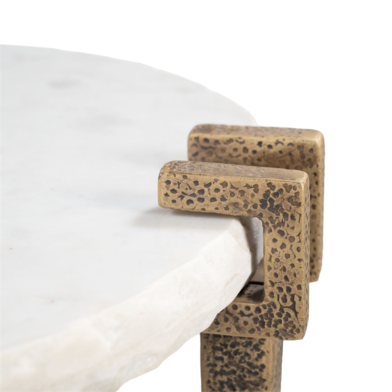 ZUO Rench Marble-Top and Iron End Table in White