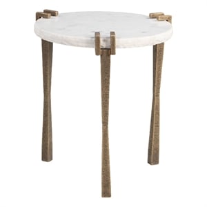 ZUO Rench Marble-Top and Iron End Table in White