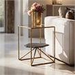 ZUO Ranol Glass-Top and Iron Frame End Table in Brass