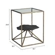 ZUO Ranol Glass-Top and Iron Frame End Table in Brass