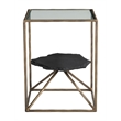 ZUO Ranol Glass-Top and Iron Frame End Table in Brass