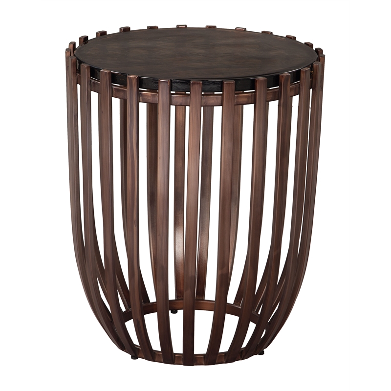 ZUO Kafig Recycled Sand Cast Glass and Iron End Table in Bronze